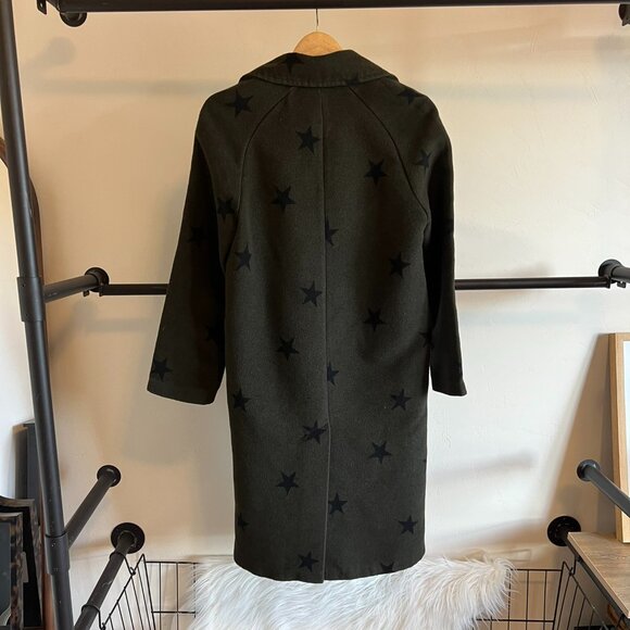 Avec Les Filles Forest Green & Black Star Print Raglan Coat XS - Picture 9 of 11